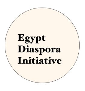 Image: A minimalistic yet meaningful logo: the lettering is positioned to resemble Egypt’s geographical shape and the circle which encompasses it is representative of the diaspora’s global reach and initiative’s all-embracing scope.